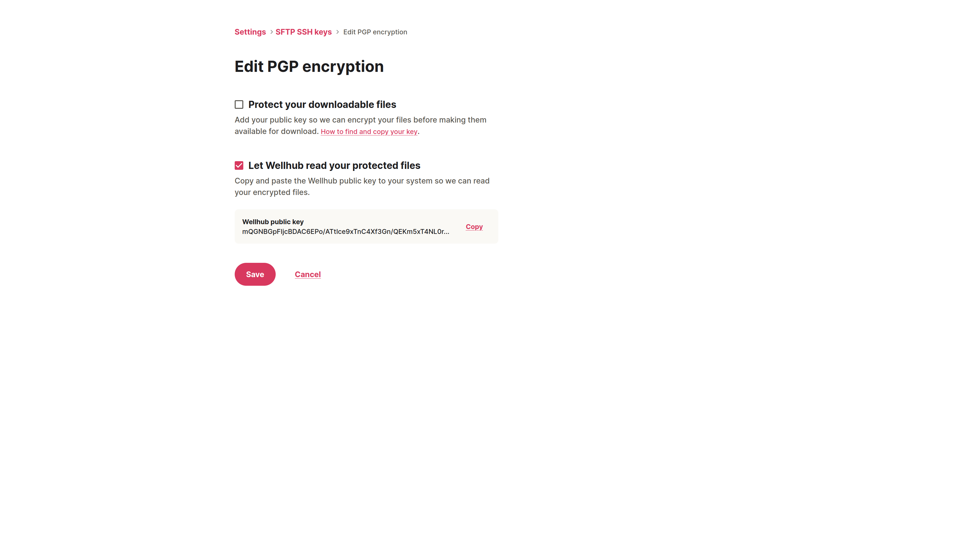 Edit PGP encryption with the Wellhub public key
